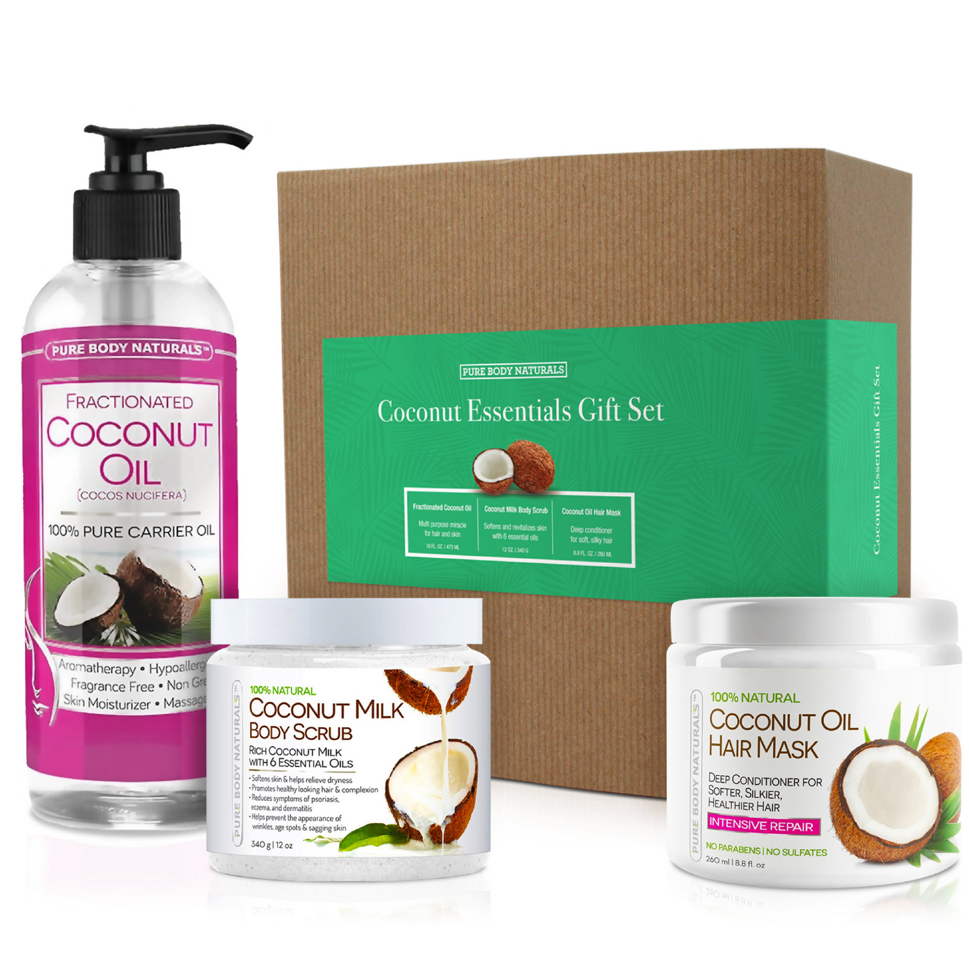 Coconut Essentials Relaxation Gift Set | Pure Body Naturals Coconut Essentials Relaxation Gift Set | Pure Body Naturals