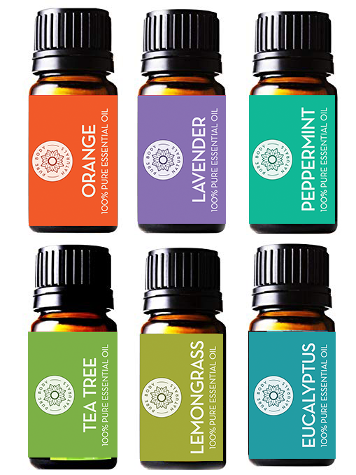 Pack of 6 Essential oils (Tea Tree, Lavender, Eucalyptus