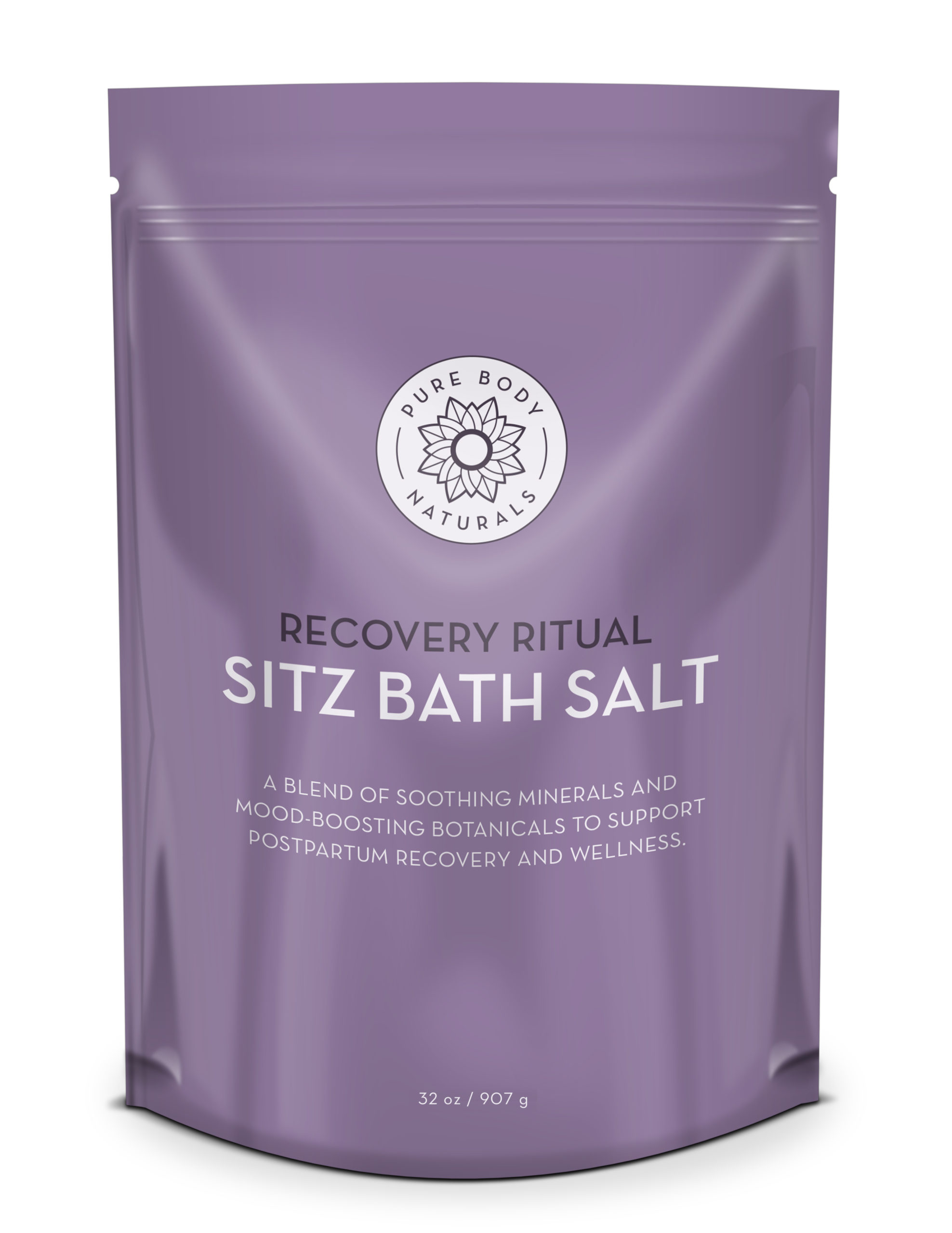 A photo of a bottle of a bag of Sitz Bath Salt, 32oz size