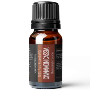 10 mL glass bottle of Cinnamon Cassia Essential Oil with euro dropper cap