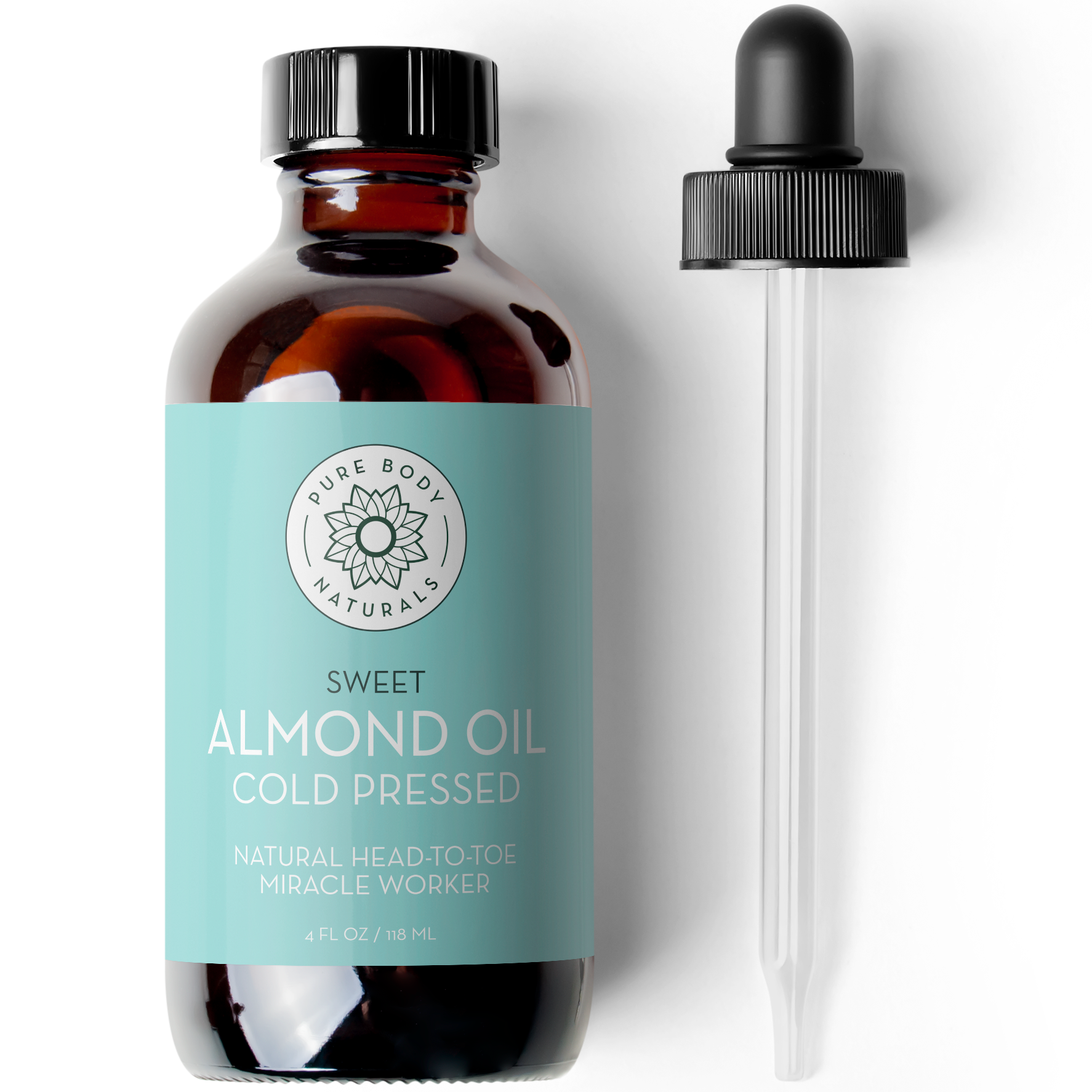 Pure Body Natuals Sweet Almond Oil, 4 fl oz